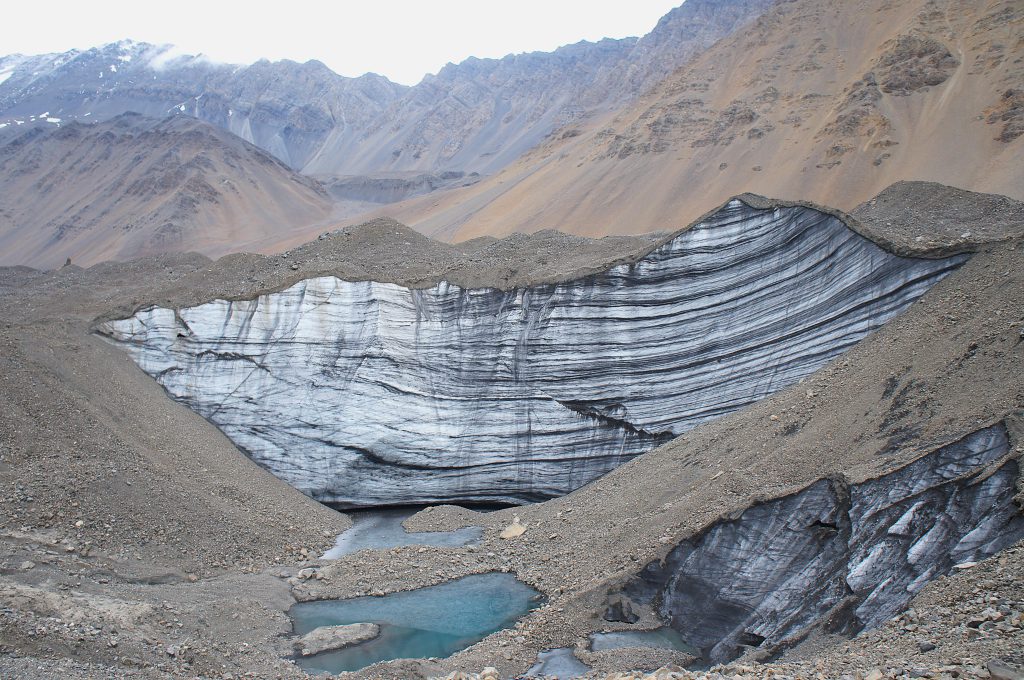 Imagen del Glaciar Pirámide, en la cuenca andina del Río Maipo